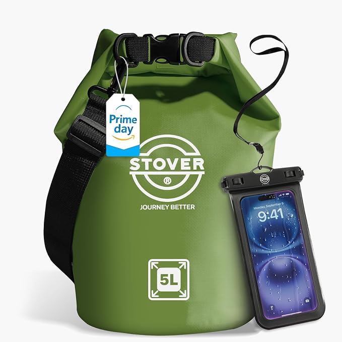 STOVER 5/10/25/30/40/55L Waterproof Dry Bag- Roll-Top Backpack w/Phone Case- Kayaking, Hiking, Camping, Boating- Men/Women