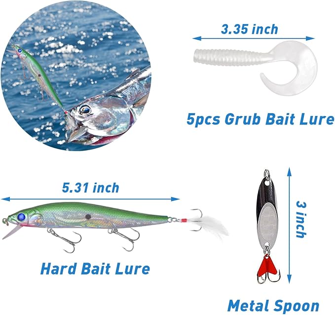Saltwater Fishing Tackle Kit,131pcs Surf Fishing Gear with Saltwater Fishing Lures Fish Finder Rigs Pyramid Sinkers Hooks Swivels Wire Leaders Spoon Lure Bobbers Various Accessories