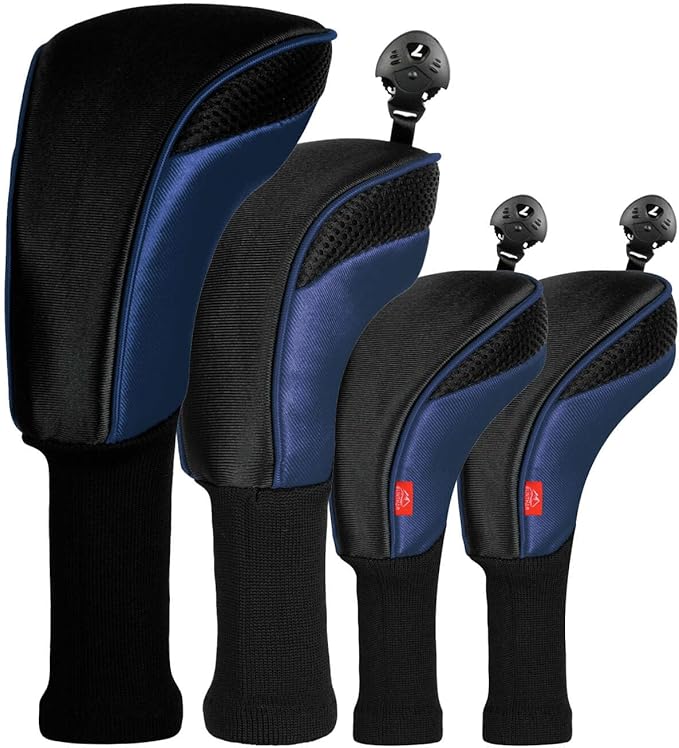 Golf Club Head Cover for Driver Fairway Hybrid 3 Pcs Woods Headcovers, Golf Accessories Head Covers Set with Interchangeable No. Tags 3 4 5 7 X Golf Accessories for Men Women