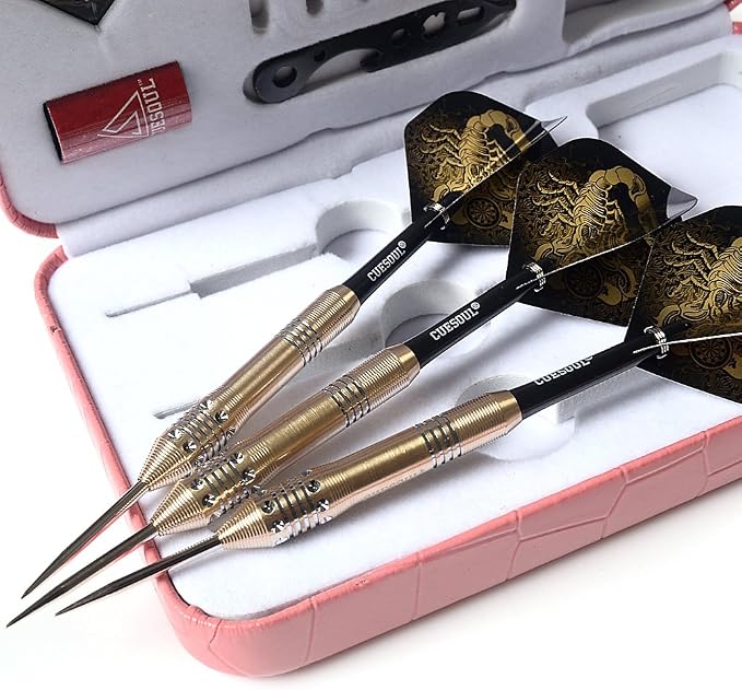 CUESOUL Steel Tip Darts Set 20/22/24 Grams with Deluxe PU Darts case-Black Scorpion Series