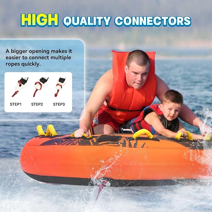 XGeek Towable Tubes for Boating, 1-4 Person Boat Tubes for Tubing, Heavy-Duty Inflatable Boat Tubes and Towables, Multi-Style Secure Sofa & Classic Donut with Stronger 840D Nylon Cover