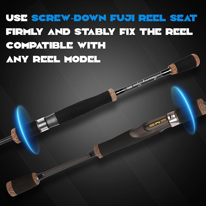 Eurasian Sports 30T Carbon Travel Spinning Rod - 4 Piece 6ft/7ft Portable Fishing Pole for Freshwater & Saltwater Bass, Trout, Ultra Light to Medium Light Fast Action SiC Guide Rings Rods with Case