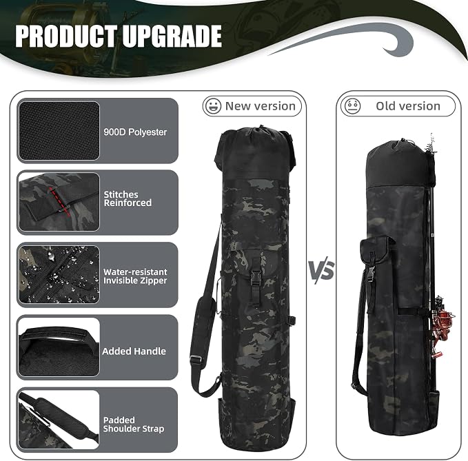 Fishing Pole Bag Rod Case, Folding Fishing Pole Bag Fishing Gear
