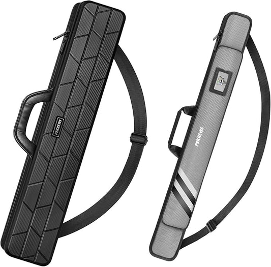 PEKREWS 1x1 Soft Cue Bag Grey & 4x4 Hard Pool Cue Case Carbon Black Set