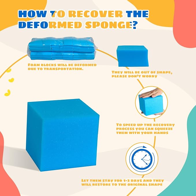 Foam Pit Cubes, 24 PCS 5 Inches Gymnastics Foam Blocks Trampoline Blocks, Multi-Sport Protective Padding for Freerunning, Trampoline, Parkour, Skate Parks & BMX - Dark Blue