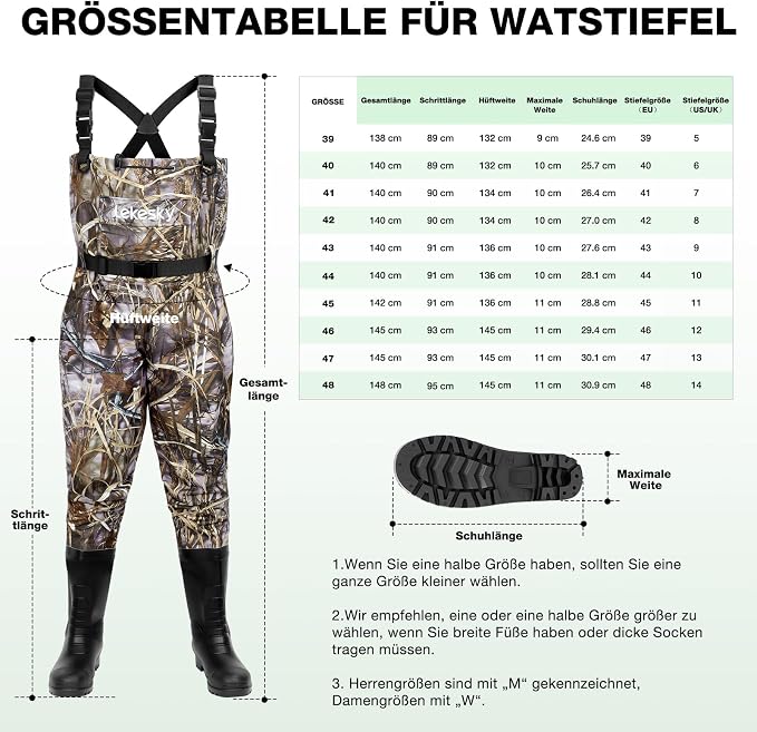 Lekesky Fly Fishing Chest Waders with Boots for Men Women, US Sizes 5–14,2-Ply Nylon/Pvc Waterproof Waders