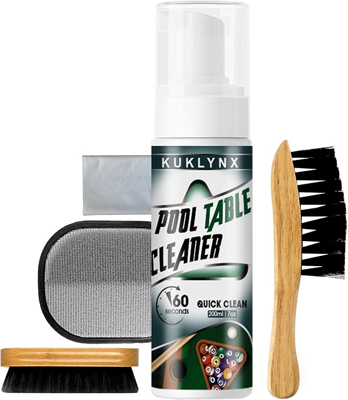 Foam Billiard Tables Cleaner Spray with 2 Pool Table Brushes, 1 Static Gloves, 1 Cloth - Essential Pool Table Cleaning Kit & Billiards Pool Table Accessories Kit for Billiards Players