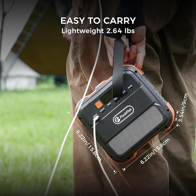 Portable Power Station 120W, FF Flashfish 98Wh Backup Power Battery Pack With AC, DC, Type-C &USB Ports, Built-in LED Flashlight, Backup Battery for Camping, Home, Laptop, Phone & Tablet