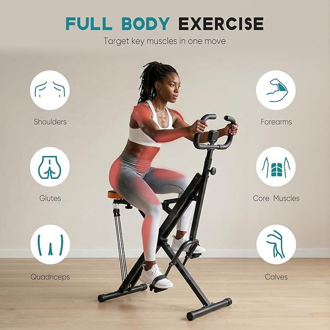 Simple Deluxe Squat Machine, 2 in 1 Squat Rowing Machine, Adjustable Resistance & 330LB Weight Capacity, Foldable Home Exercise Equipment, Glute& Leg Trainer Machine