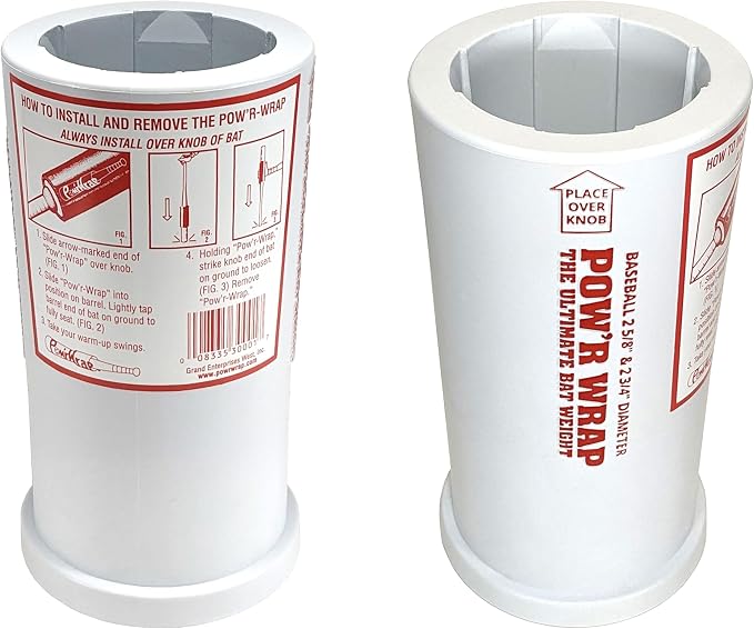 Pow’r Wrap Bat Weight for Baseball, 24-Ounce White Polycarbonate Baseball Bat Weight Sleeve for Big Barrel, BBCOR, Adult, and Wood Bats