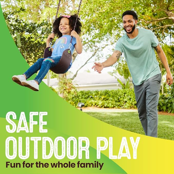 Swurfer Tree Outdoor Swing Set Swings – Playground Swing Seat Replacement, Swing Set Accessories, Easy Installation, Comfortable Heavy Duty Rubber Coated Chains, Weather Resistant, Ages 4 and Up