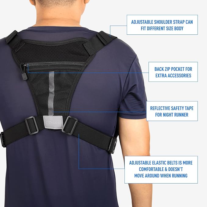 DEYACE Chest Bag For Men, Tactical Inspired Sports Utility Chest Pack, EDC Pouch Bag With Built-In Phone Holder for Workouts, Running, Cycling, Grey
