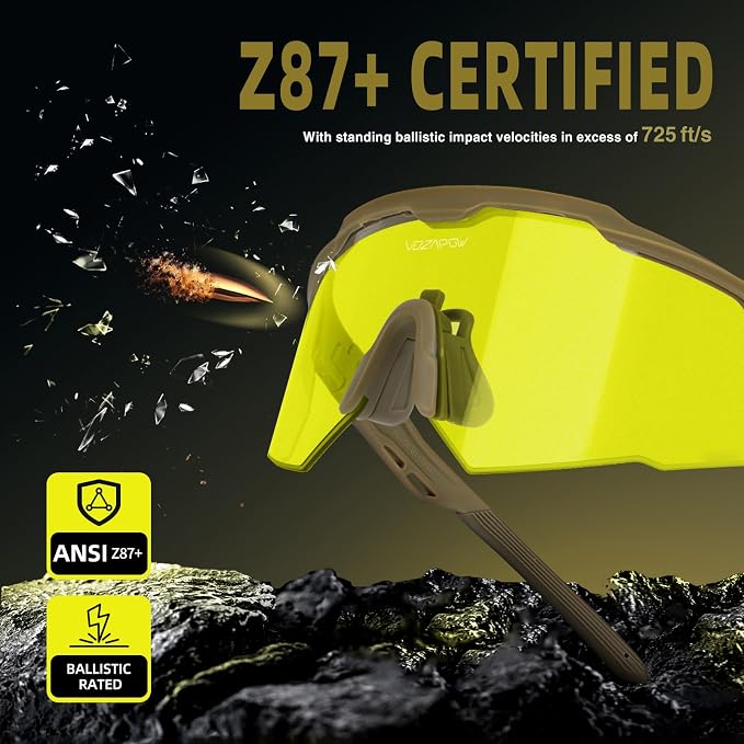 Shooting Glasses Anti Fog with High Definition Lenses, ANSI Z87+ Certified Tactical Safety Glasses for Men Women