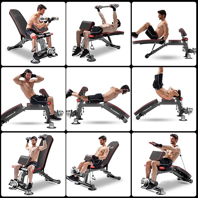 Z ZHICHI Adjustable Weight Bench multi-function Workout Bench for Home Gym,Foldable Incline Decline Benches for Full Body Workout 660LBS