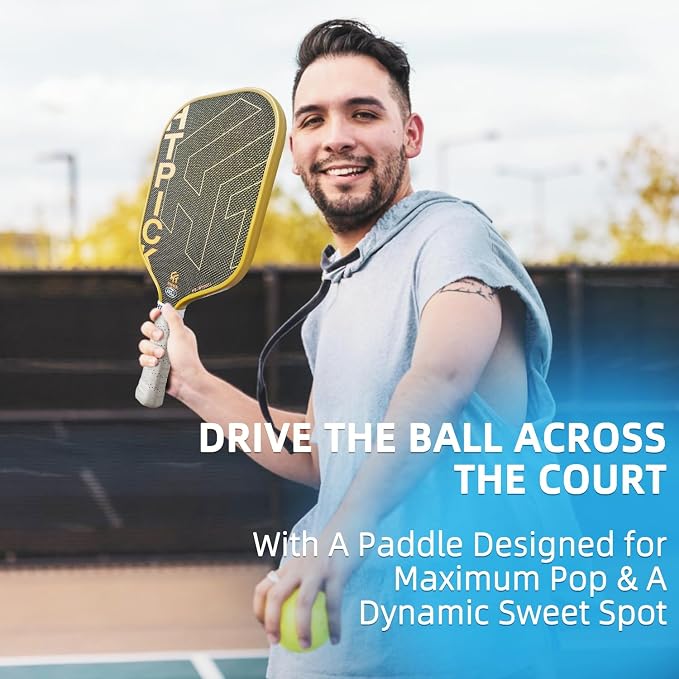 Pickleball Paddles, Carbon Fiber Pickleball Paddle High Grit & Spin with PP Honeycomb Core 16mm Thickness and Thermoformed Elongated Shape, Increased Power for Ultimate Spin & Consistency