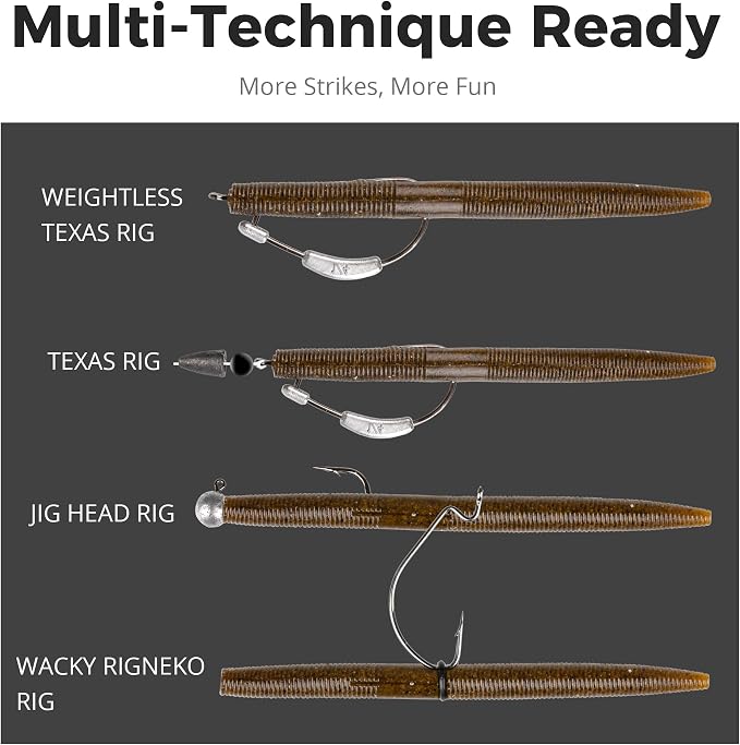 4"/5" Senko Worms Kit, Salt Impregnated Soft Plastic Lures | 30/50/78/100 Wacky Worms for Bass Fishing, Freshwater & Saltwater Applications,Artificial fishing bait