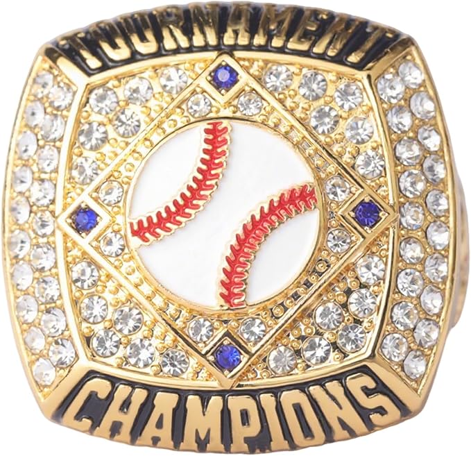 12 pcs Pack Gold Champions Silver Finalist Baseball Championship Trophy Ring Baseball Awards for Teams,Baseball Players Awards Size 9