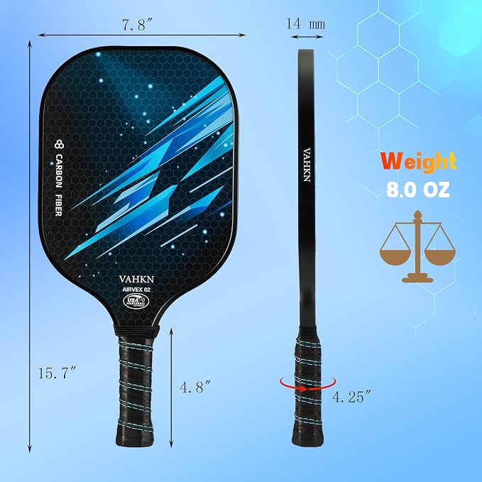 Pickleball Paddles,Pickleball Paddles Set of 2-Carbon Fiber Pickle Ball Paddle 2 Pack for Men and Women-Lightweight,Control & Power Racket Set Equipment with Bag & Balls