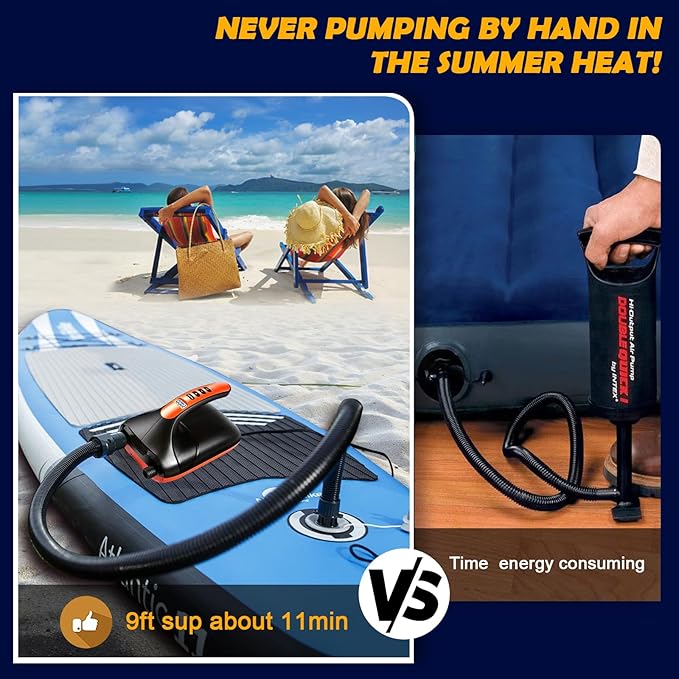 Paddle Board Electric Pump - 20Psi Portable Rechargeable Electric SUP Air Pump,Dual-Stage Inflation & Deflation, Auto-Off,High Pressure Pump with LED Light for SUP, Kayak, Surfing Kite, Boat