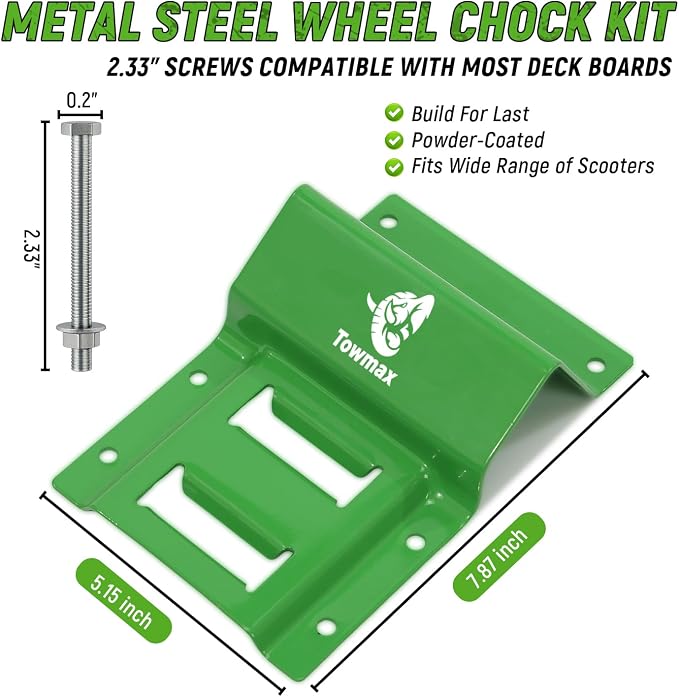 UTV Wheel Chock Tie-Down Kit - 4,500lb Break Strength Heavy Duty Trailer Tire Straps System - 4Pack 2" x 8' E Track Ratchet Straps for SXS, UTV, ATV, Lawn Mower (Bright Green)