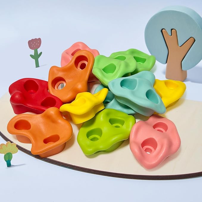 30 PCS Large Rock Climbing Holds for Kids, Extra Large Climbing Rock Wall Grips, Adult Rock Wall Holds Climbing Kit with Hardware for Indoor and Outdoor Climbing Holds（Pastel Color）