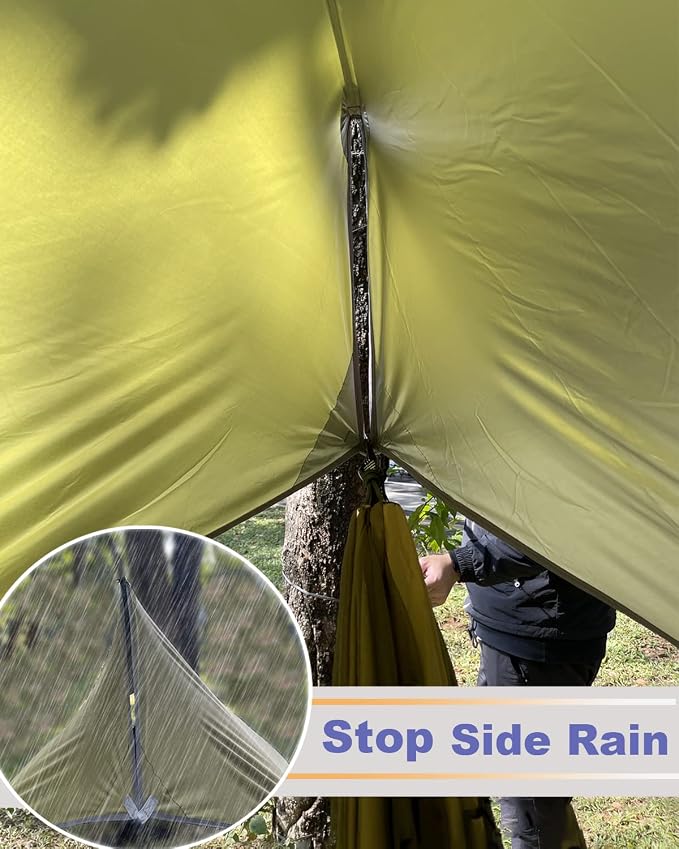 Sunyear Camping Hammock with Net and Hammock Tent Rain Fly Bundle - Perfect for Hiking, Backpacking, Outdoor Sleeping and Camping Survival