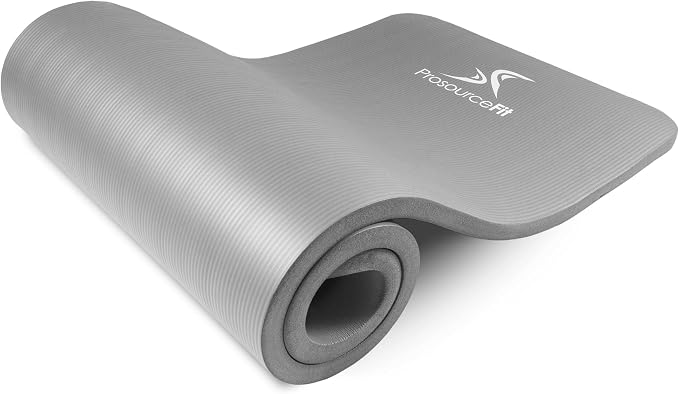 ProsourceFit Extra Thick Yoga and Pilates Mat 1/2” (13mm) or 1" (25mm), 71-inch Long High Density Exercise Mat with Comfort Foam and Carrying Strap