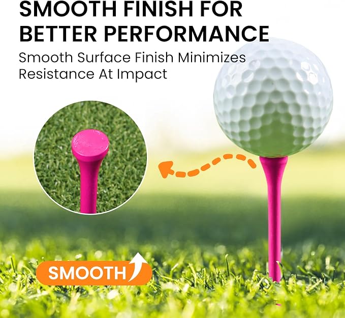 FINGER TEN Bamboo Golf Tees Wood 1 1/2 2 3/4 3 1/4 Inch Wooden Short Long Tee Color Bulk 250/500/1000/2000 Count for Men Women Kids in Red Pink USA Flag