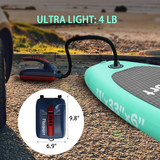 Electric Paddle Board Pump, 20PSI SUP Air Pump with Inflation & Deflation Functions & 12V DC Car Connector, Portable Quick Inflator for Inflatable Paddleboard, Kayaks, Boats and Air Mattresses