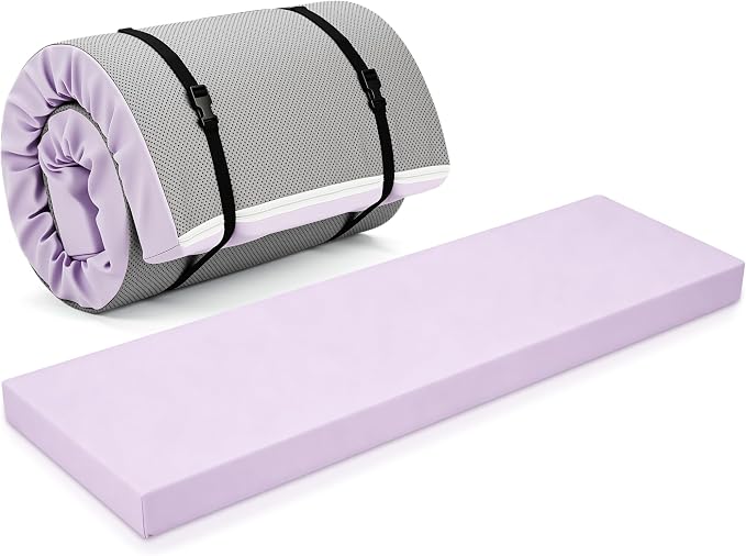 Lyrow 3 Inch 72"x 24" Thick Foldable Yoga Mat with Carry Strap, Non-slip Portable Foam Gym Mat for Yoga, Pilates and Stretching