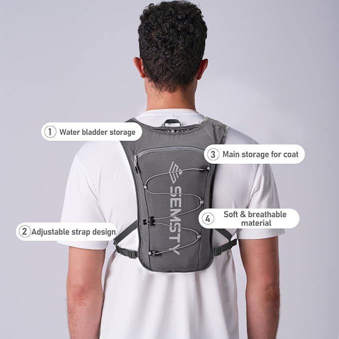Running Vest for Women Men, 5L Hydration Vest with Dual 500ml Soft Flask, Lightweight Water Backpack, Adjustable Chest Straps Running Hydration Backpack for Running Cycling Hiking