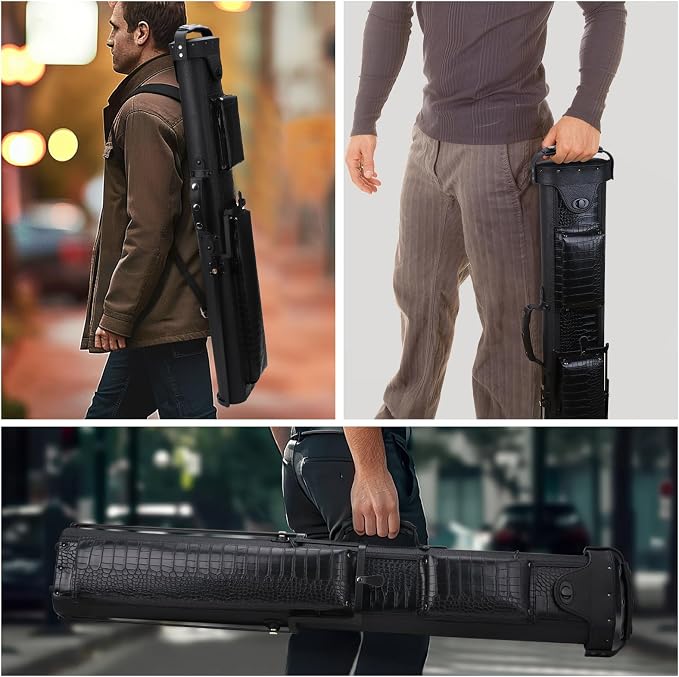 2x4 Pool Cue Case, Hard Pool Cue Case, Billiard Cue Case with Stand, Billiards Accessories Holds 2 Cue Butt and 4 Cue Shafts