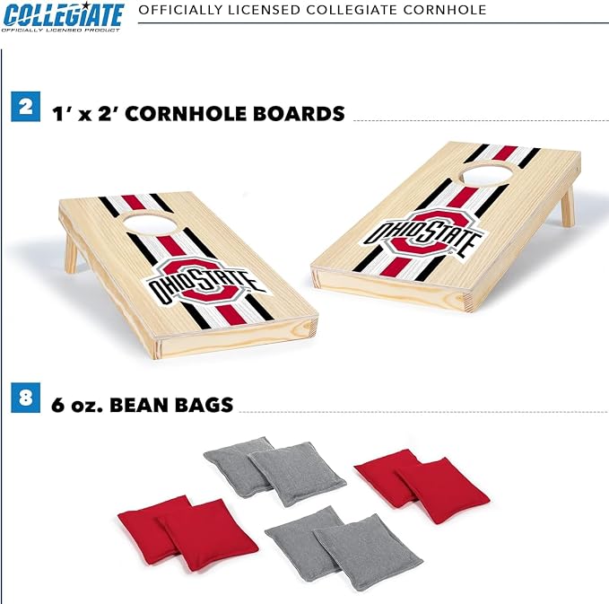 Wild Sports College Portable Size 1' x 2' Solid Wood Cornhole Set with Direct Print HD Team Graphics – Travel Size