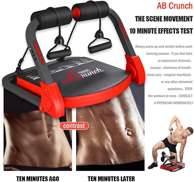 Ab Machine Ab Workout Equipment Sit Up Machine & Exercise Equipment Ab Crunch Machine for Stomach Workout Ab Core Trainer Abdominal Machine for Home Gym with Resistance Bands