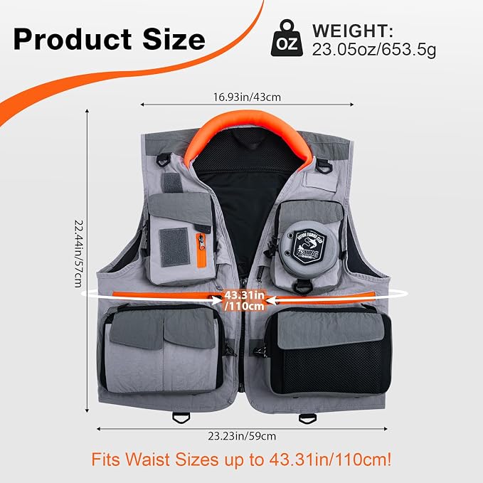 Goture Fishing Vest,Lightweight Breathable Nylon Fly Fishing Vest for Men and Women,20 Pockets Vests for Outdoor Activities