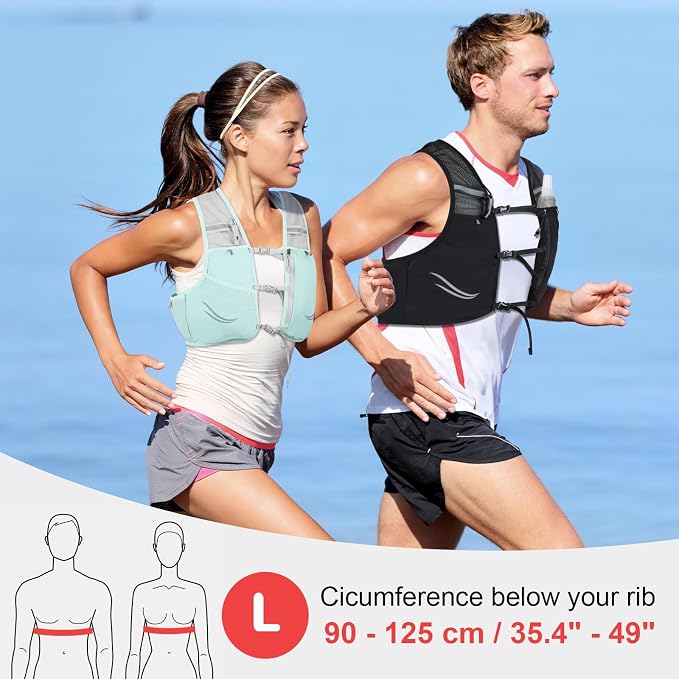 Lightweight Running Vest with 2pcs 500ml Water Bottle for Men Women, Reflective Water Vest Hydration Pack Hydropack for Hiking, M/L