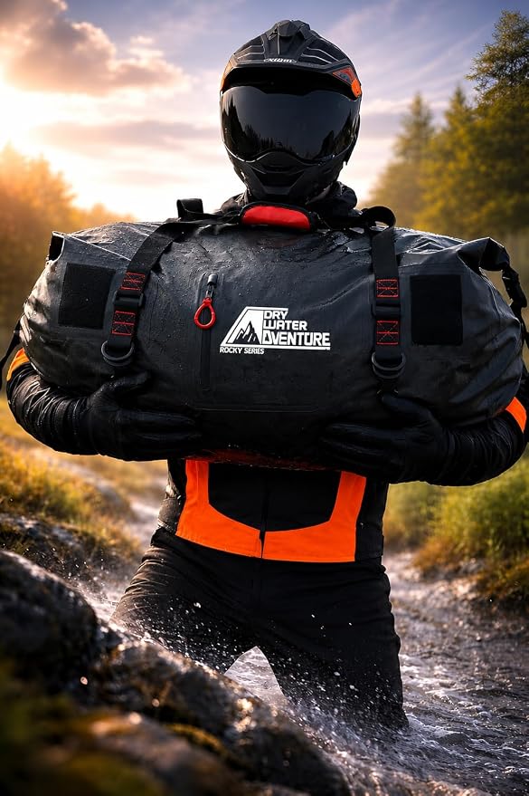 Waterproof Duffel Bag 80L - Marine Grade Dry Bag with Tie Down Straps for Motorcycle Touring, Boating, Camping | Roll Top Seal