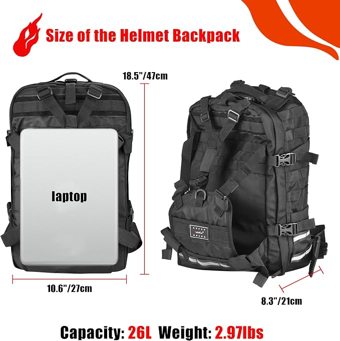 Goldfire Helmet Backpack for Motorcycle Riding Cycling Waterproof Large Capacity Daily Backpack with Helmet Holder Weather-Resistant Hiking Daypack Durable (V1)