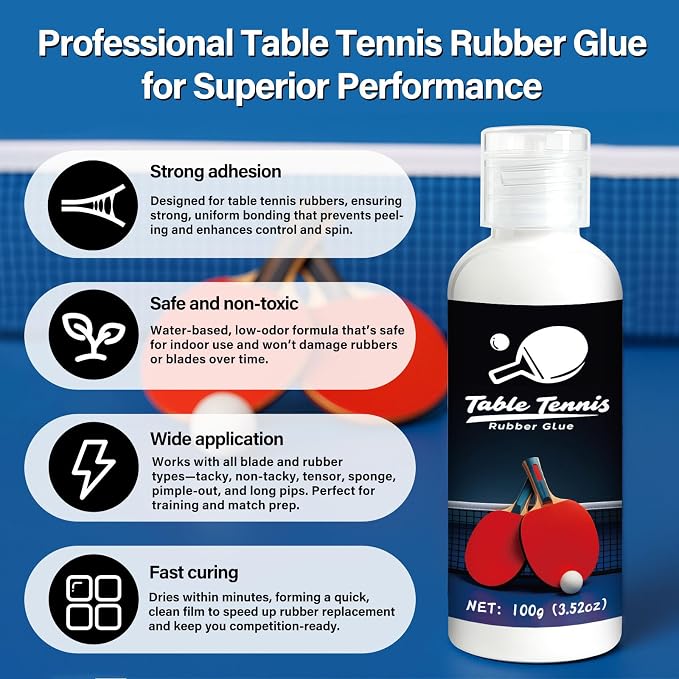 Table Tennis Glue, Perfect for Assembling Table Tennis Ping Pong Paddle, Comes with 8 Sponges to Easily Replace Table Tennis Rubber