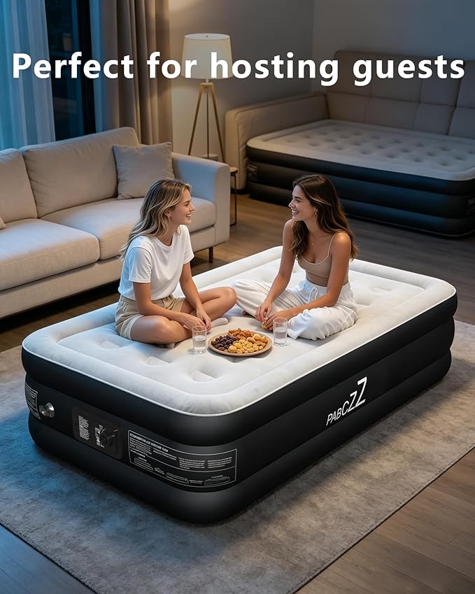air Mattress, 18-inch Thickened Twin air Mattress, Suitable for Home use, Camping and Travel, Features Quick Inflation and deflation to Save You time (Black, Twin)
