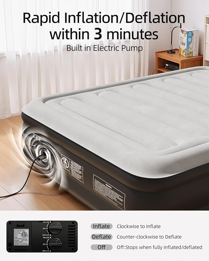 CHILLSUN 2026 Upgraded King Air Mattress with Built in Pump, 18" Raised Comfort Blow up Mattress, Luxury Air Bed Inflatable Mattress for Guests Home& Camping, Colchones Inflables 800lbs Max