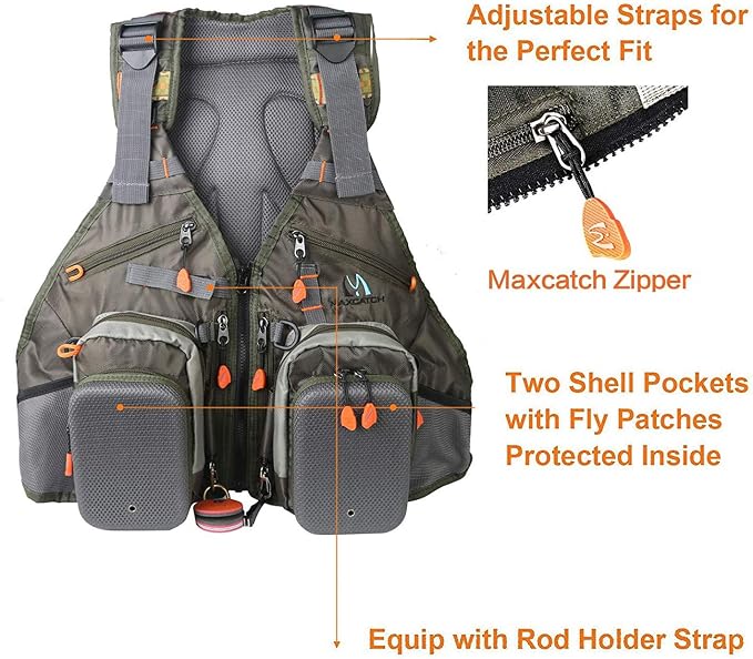 M MAXIMUMCATCH Maxcatch Fly Fishing Vest Pack for Men and Women Adjustable Outdoor Fishing (Vest/Sling Pack/Backpack)