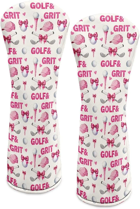 Rnyleeg Golf Club Head Covers for Women Driver Head Cover Leather Fairway Wood Headcover Hybrid Headcovers for Golf Clubs