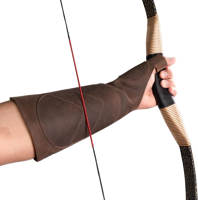 Leather Archery Arm Guard for Men, Women & Youth, Protective Bracer, Full Grain Leather Forearm Protection, Wrist Arm Bracer for Archers, Durable Bow Archery Sleeve Arm Guards
