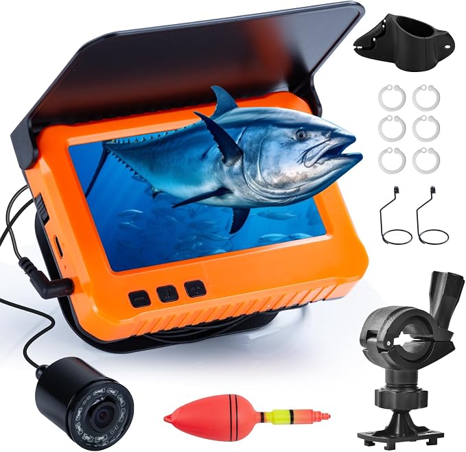 Fish Finder Camera Real Time Underwater Fishing Camera 65ft/98ft for Rod,4.3" HD LCD Monitor&IR LED Night Vision Wide Angle Lens Line Camera for Kayak Lake Boat Ice Fishing Portable Fish Finder