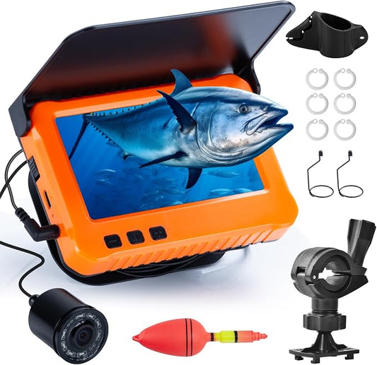 Fish Finder Camera Real Time Underwater Fishing Camera 65ft/98ft for Rod,4.3" HD LCD Monitor&IR LED Night Vision Wide Angle Lens Line Camera for Kayak Lake Boat Ice Fishing Portable Fish Finder