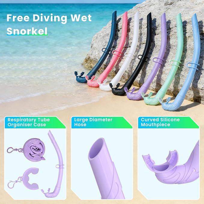 Snorkeling Gear for Adults, Snorkel Set Adult, Scuba Diving Mask, Panoramic View Anti-Leak Anti-Fog Dive Swimming Goggles Tempered Glass Panoramic Wide View Travel Portable Foldable