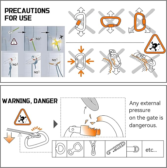 30KN Auto Locking Carabiner Clip Twist Lock UIAA Certified Large Climbing Carabiner Heavy Duty Carabiner for Rock Tree Climbing Rappelling Mountaineering Caving Rescue Arborist Aerial Yoga