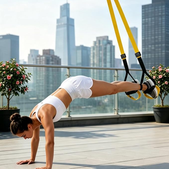 Home Suspension Training Kit with Resistance Loop Bands | Adjustable Extension for Full-Body Workout at Home or Outdoors, All-in-One Bodyweight Training System-Quick Setup in 1 Second