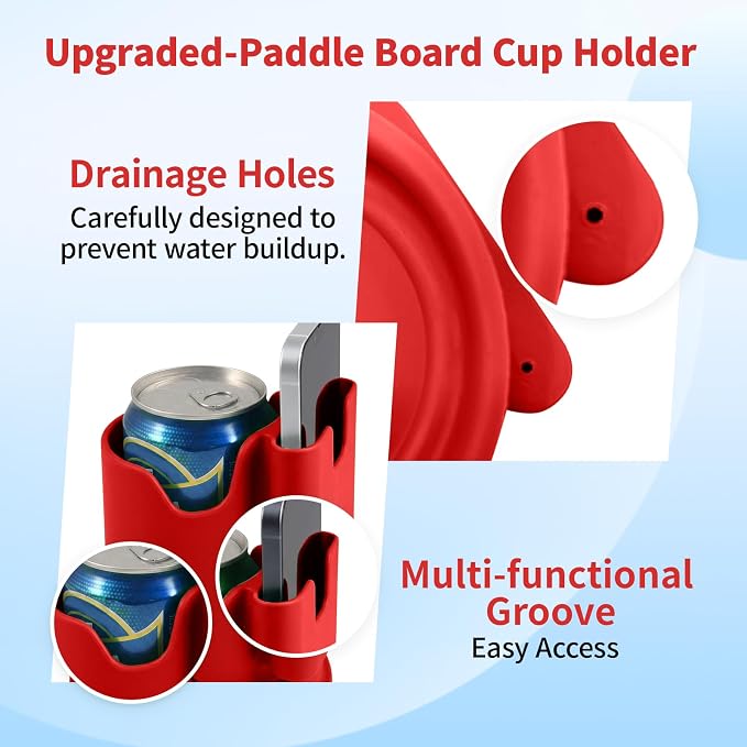 Premium 2-in-1 Paddle Board Cup Holder, Non-Slip Kayak Drink and Phone Holder with Secure Lock System, Universal Cup Holder for SUP, Boat, Surfboard, Canoes, Paddleboard Accessories (Orange)
